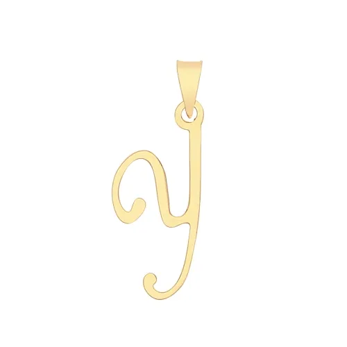 9ct Yellow Gold Script Initial Pendant  19 X 10mm + 5.5mm Bale Y